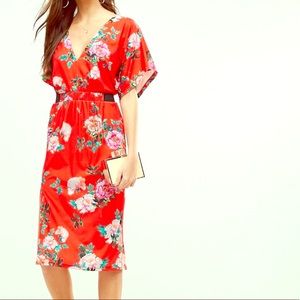 💃Red Floral Jersey Midi, size 14💃